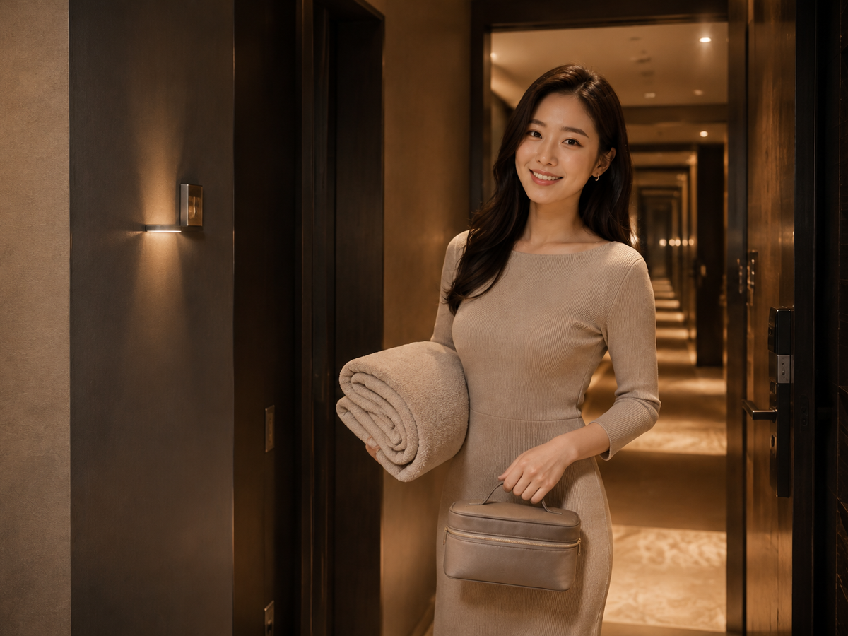 안양 인덕원 방문 홈케어 일정을 준비하는 젊은 성인 한국 여성 관리사